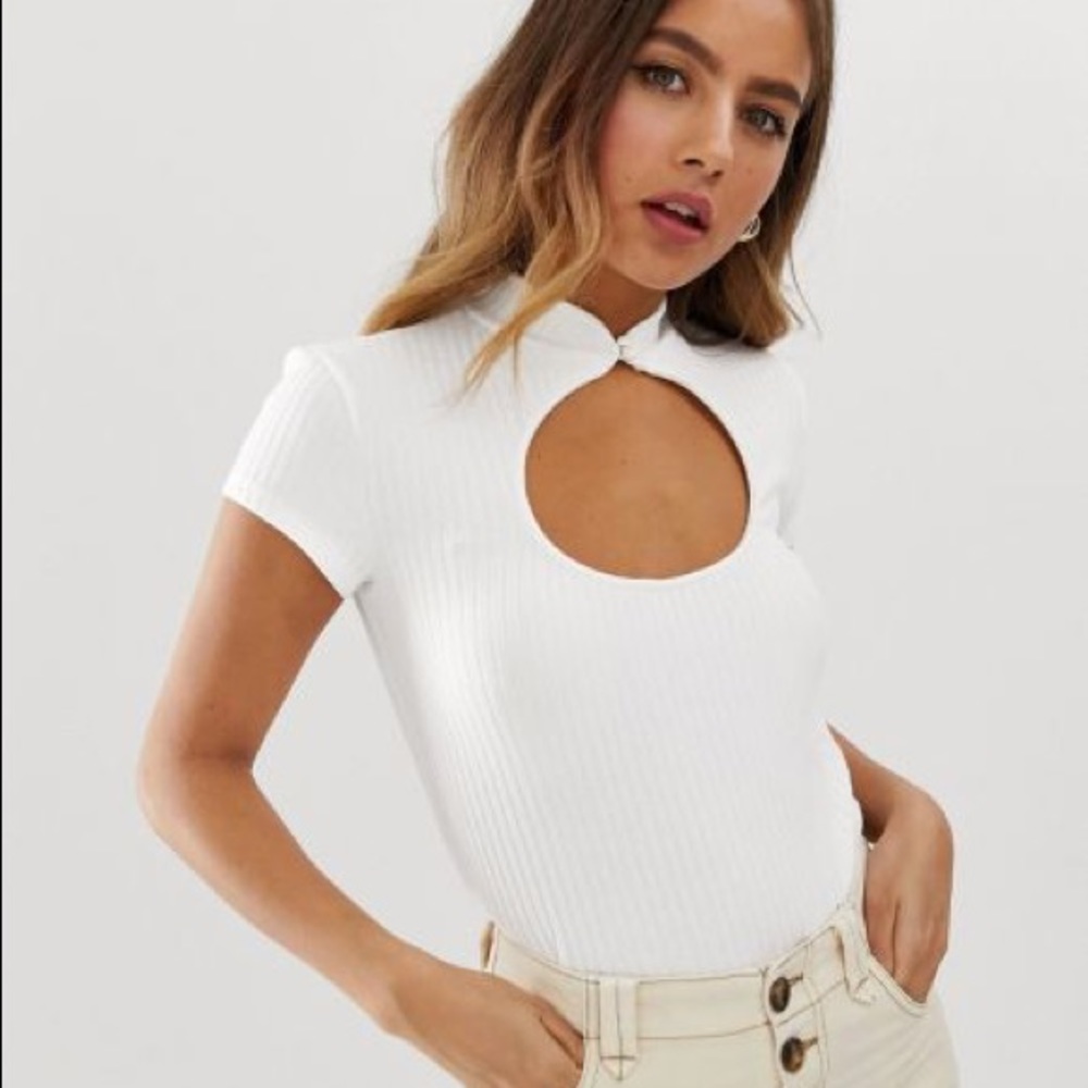 SOLD Bershka mandarin collar ribbed top